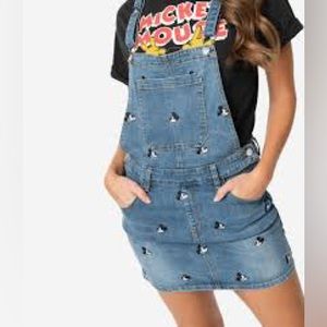 NWT. Cakeworthy Disney Mickey Mouse Jean Skirt Overalls (L)